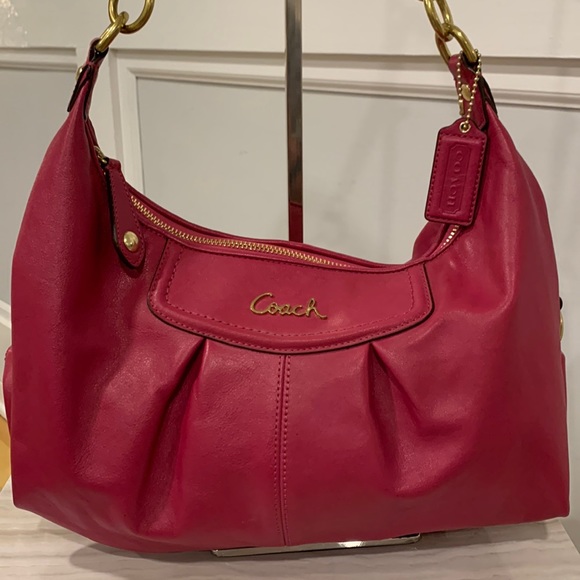 Coach Vintage Ashley Pink Pleated Leather Convertible Hobo Bag EUC - Picture 2 of 14